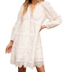 Like Love Summer Wonder Dress Large White Eyelet Dress Stretch Summer Cottage Ro